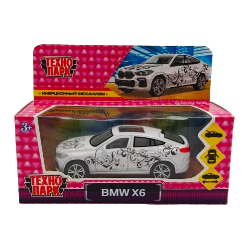 Машинка ТЕХНОПАРК BMW X6, 343263 1:32, 12 см, белый