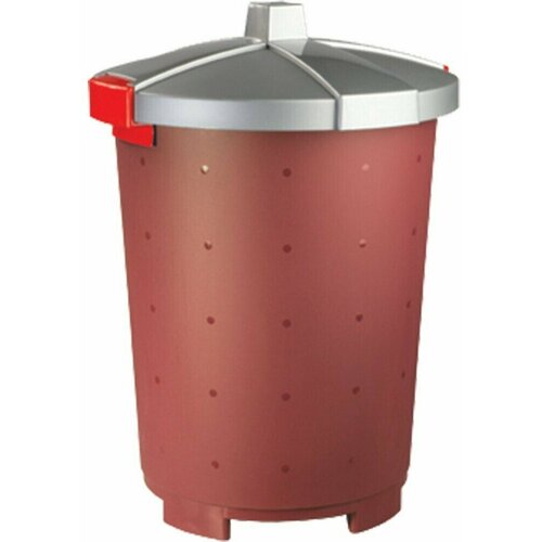 Бак с крышкой Restola 65л 50х50х55см полипропилен бордовый-серый 4297₽