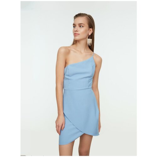 Платье TRENDYOL, вечернее, прилегающее, мини, размер L, голубой
