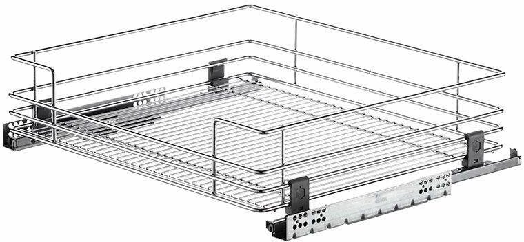 Корзина выдвижная в базу 600 мм, направляющие плавного закрывания, хром