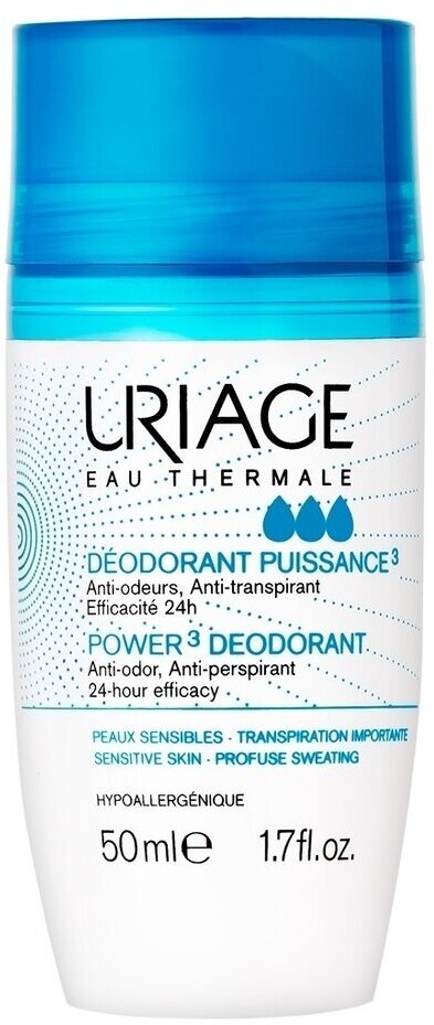 Uriage Роликовый дезодорант тройной силы Eau Thermale Deodorant Puissance3 Дезодорант 50мл