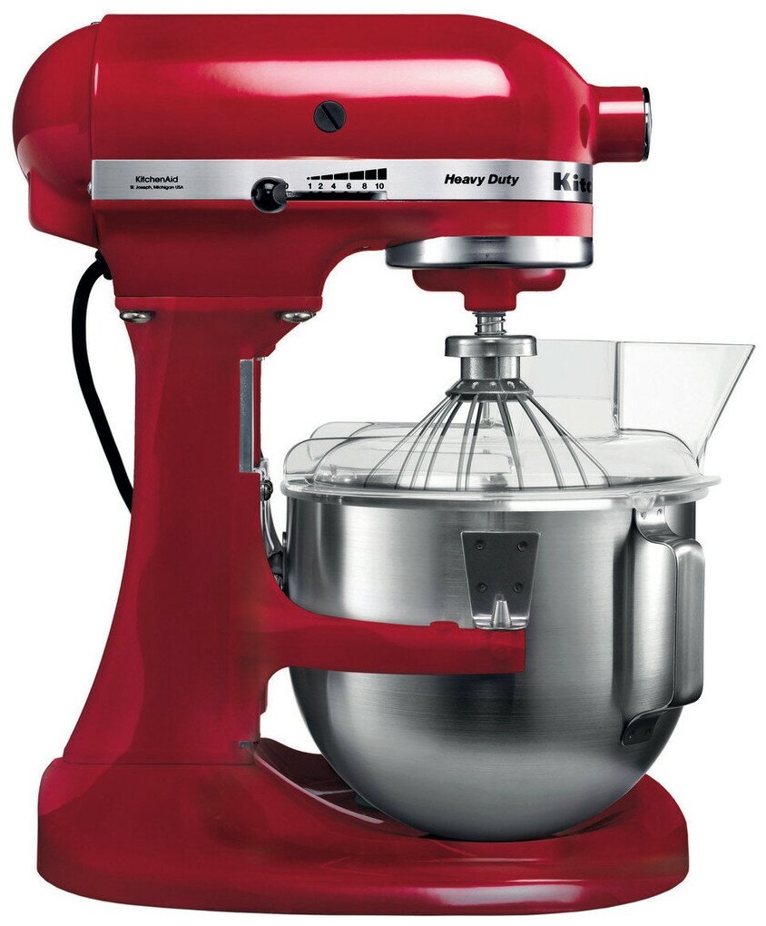 Планетарный Миксер KitchenAid Heavy Duty 5KPM5EER, 4.8 л, красный, 315 Вт, 3 насадки, крышка для чаши и защитный обод