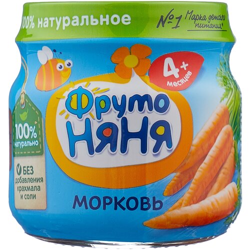 Пюре ФрутоНяня из моркови, с 4 месяцев, 80 г, 6 шт. пюре овощное фрутоняня морковь с 4 месяцев 80 г