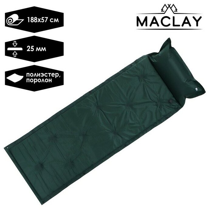 Maclay Коврик туристический Maclay, 188х57х2.5 см, цвет зелёный