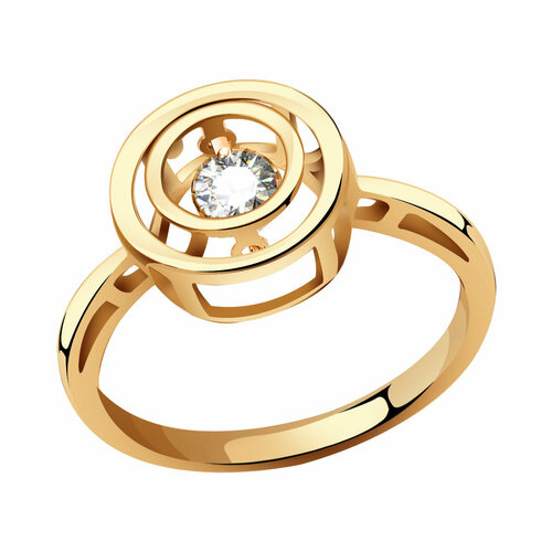 фото Кольцо diamant online, золото, 585 проба, фианит, размер 16, золотистый