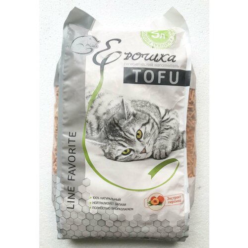 Наполнитель для кошачьего туалета гигиенический, комкующийся Ерошка TOFU(Тофу) Персик 5л, 1.8 кг
