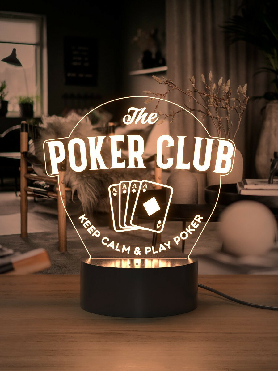 Световая надпись Poker Club / Ночник для игрока в покер казино - фотография № 7