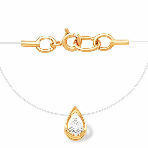 Колье EFREMOV, золото, 585 проба, фианит, длина 38 см., золотой, красный