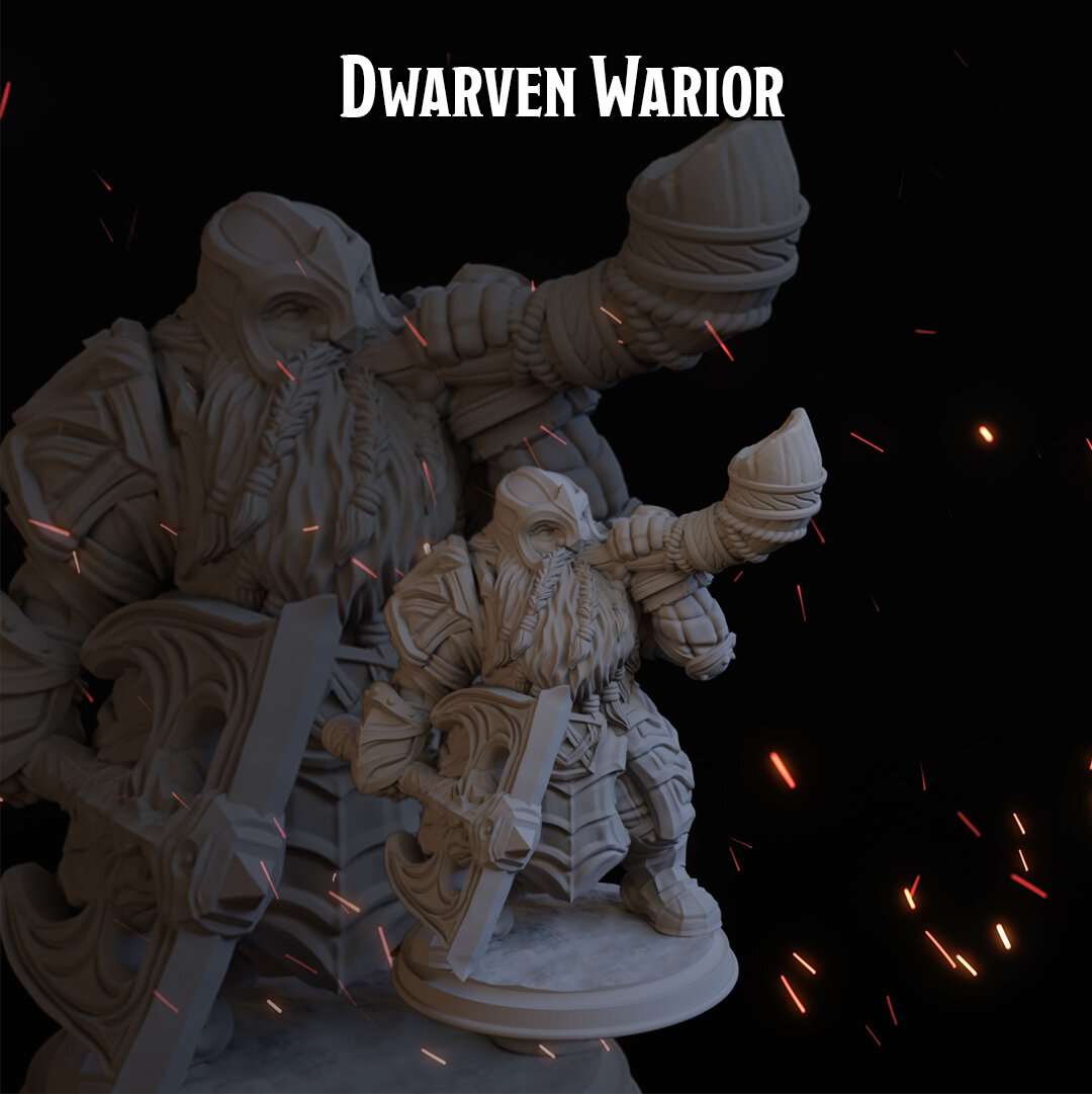 Воин Дварф мужчина 39,4мм фигурки/миниатюры (ДнД, DnD, D&D, Dungeons & Dragons, Pathfinder, Подземелья и Драконы, Wargames)
