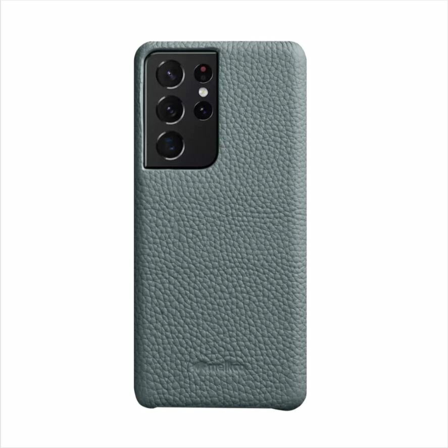 Кожаный чехол накладка Melkco для Samsung Galaxy S21 Ultra - Snap Cover, голубой