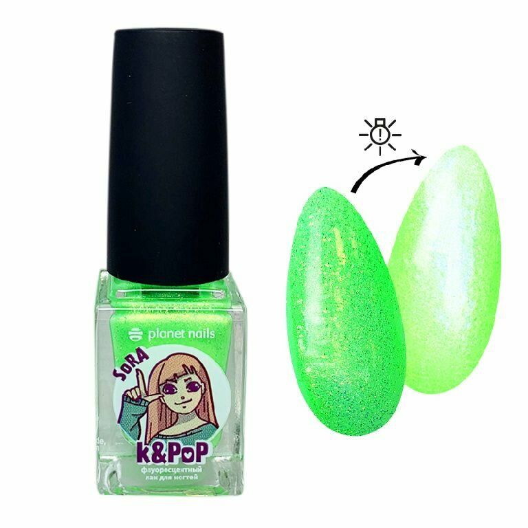 Planet Nails Лак для ногтей флуоресцентный K&PoP SoRa 13262, 10 мл