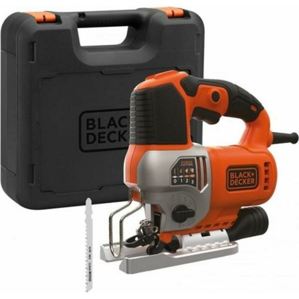 Black+Decker Мощный лобзик 650Вт, регулировка скорости, маятниковое движение, быстр BES610K-QS