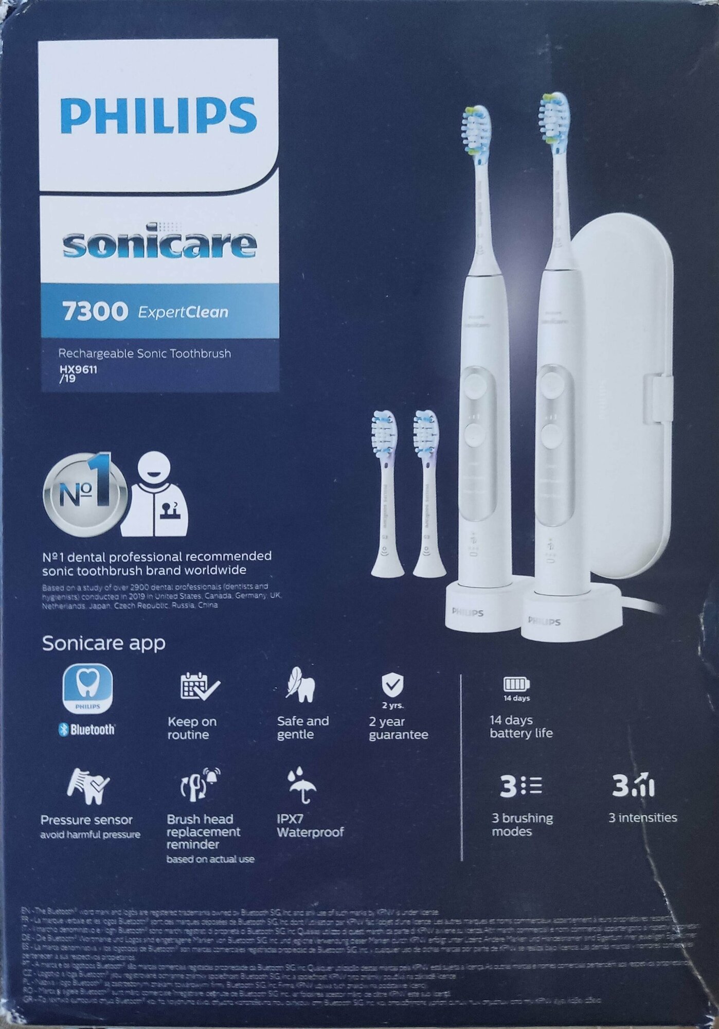 Philips звуковая щетка Sonicare ExpertClean 7300 HX9611 / 19 2 шт. Белый