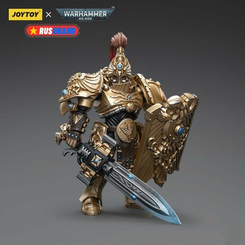 Подвижная фигурка JOYTOY Warhammer 40000 Adeptus Custodes Custodian Guard with Sentinel Blade and Praesidium Shield фигурка joytoy warhammer 40k adeptus custodes custodian guard with sentinel blade 1 18