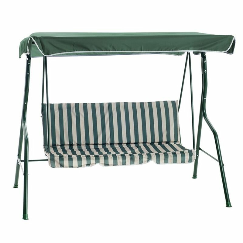 фото Качели садовые "Уют" зеленые, 170 х 150 х 110 см, максимальная нагрузка 210 кг , 3 местные, трехместные, металлические, взрослые уличные для дачи и сада, диван подвесной для сада