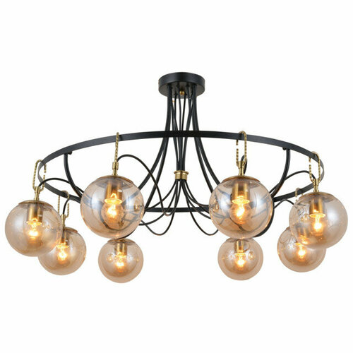 Люстра потолочная SCHAFFNER Foco 8xE27 60Вт стекло металл бронза чёрный 27996₽