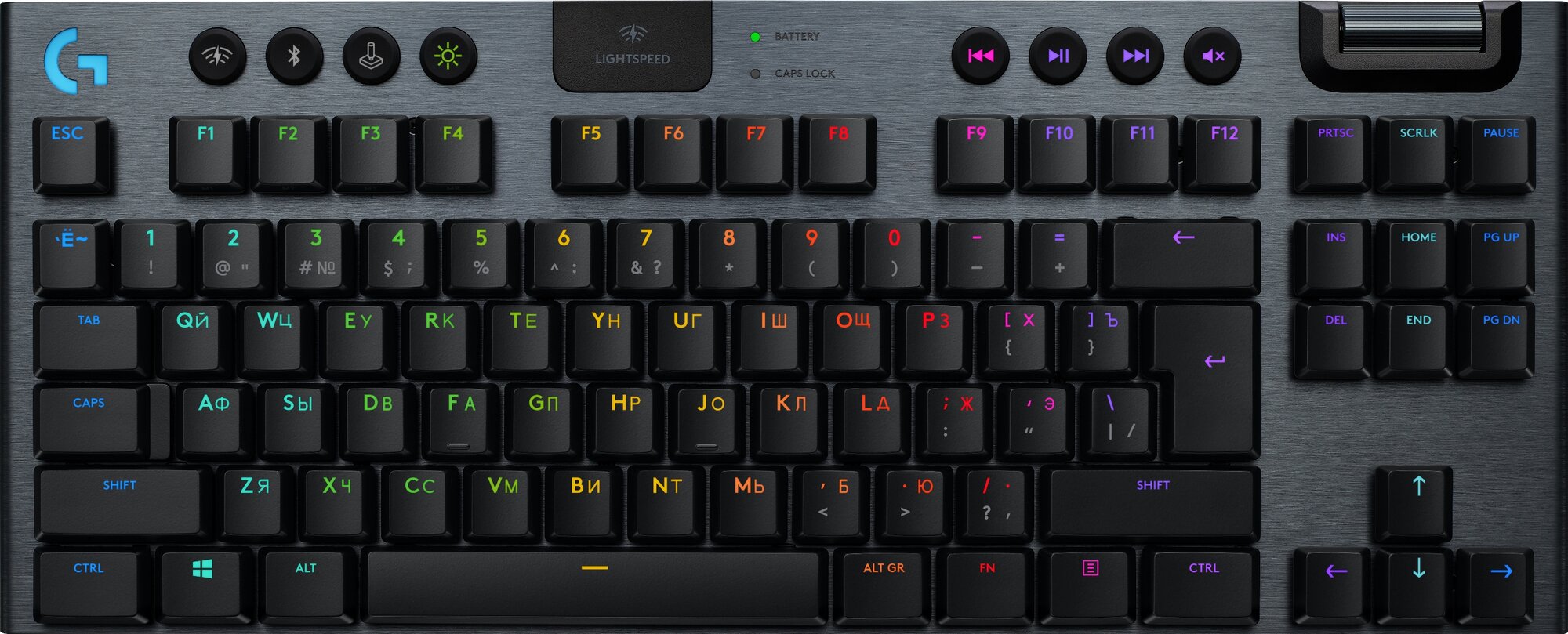 Клавиатура беспроводная Logitech G915 TKL Tenkeyless LIGHTSPEED Wireless RGB USB + Bluetooth черный 920-009536