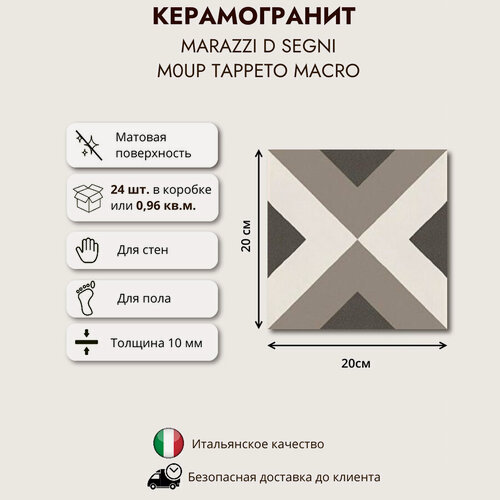 Изображение товара Керамогранит MARAZZI D SEGNI Macro Caldi 1 M0UP, 20x20 см, 0,96 кв. м. (24 шт в упак)