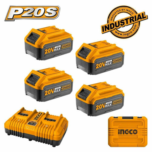 Набор аккумуляторов и зарядного устройства в кейсе INGCO FBCLI20244 INDUSTRIAL 4x4 Ач 17900₽