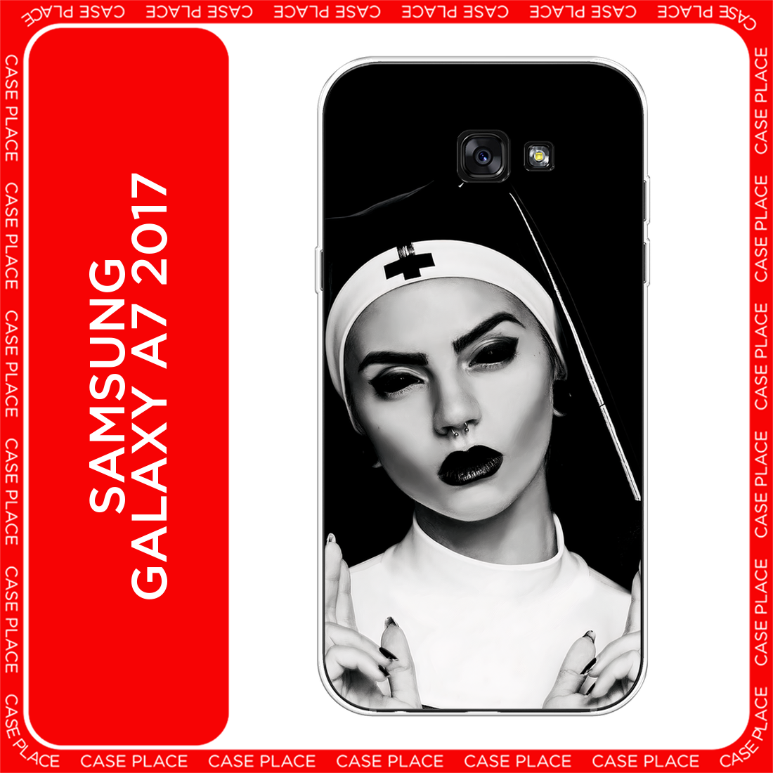 Чехол на Samsung Galaxy A7 2017 / Самсунг Галакси А7 2017 с принтом Черная монашка