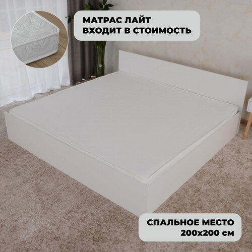 Изображение товара Двуспальная кровать Милена с матрасом Лайт, 200х200 см