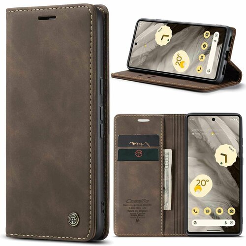 Подходит для Google Pixel 7A(Гугл Пиксель 7А) кронштейн ретро - PU магнитное затвор сейсмостойкий кожаный чехол