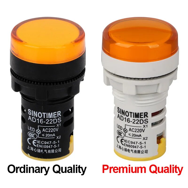 Светодиодный индикатор SINOTIMER 22 мм Yellow 110V AC Premium Quality