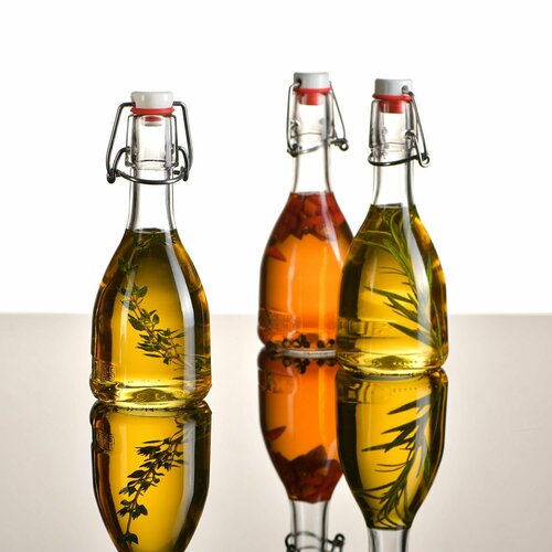 Бутылка стеклянная, емкость для масла с бугельной пробкой Babl-250, KHome, 250 мл, 3 шт