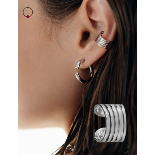 Моносерьга Kalinka modern story, размер 10 мм, серебристый