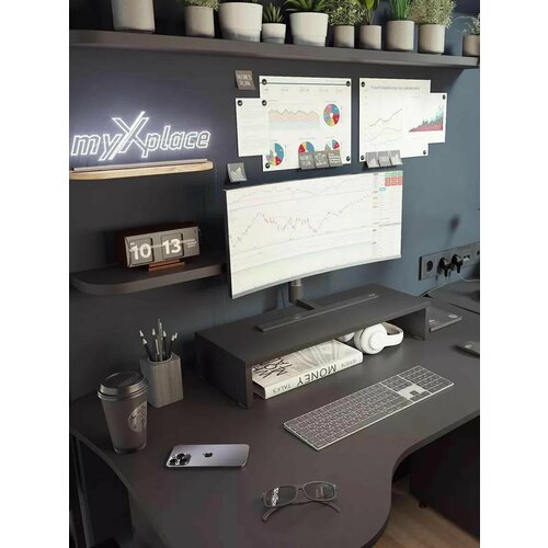 Подставка настольная для монитора Xplace стандарт, Черный, ЛДСП