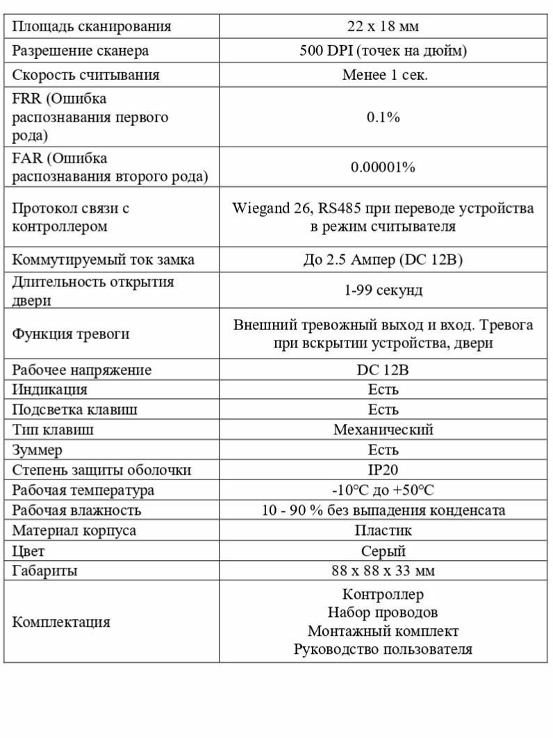 Биометрический контроллер Optimus SKF-010 — фото 1