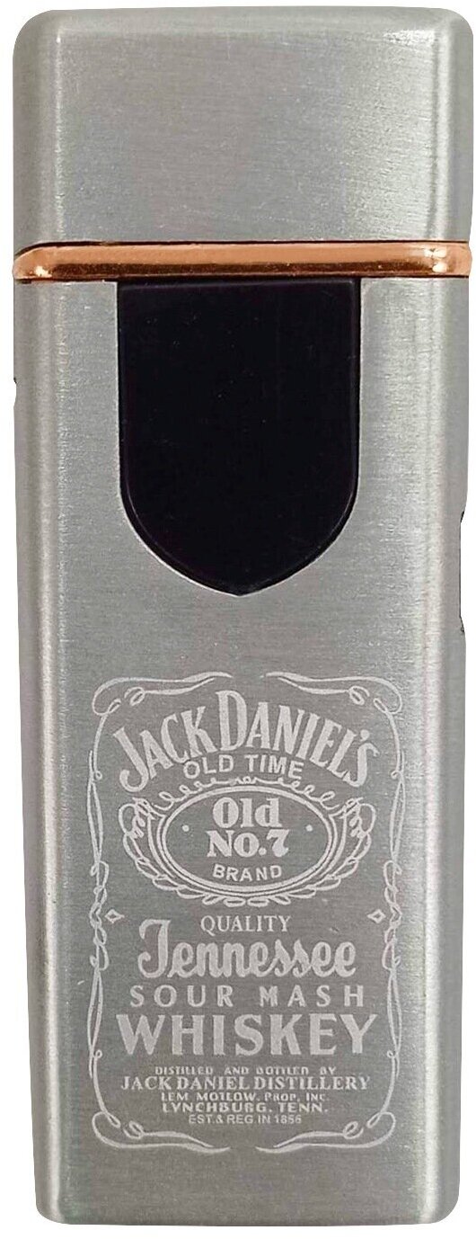 USB зажигалка Джек Дэниэлс тонкая серебристая - фотография № 2