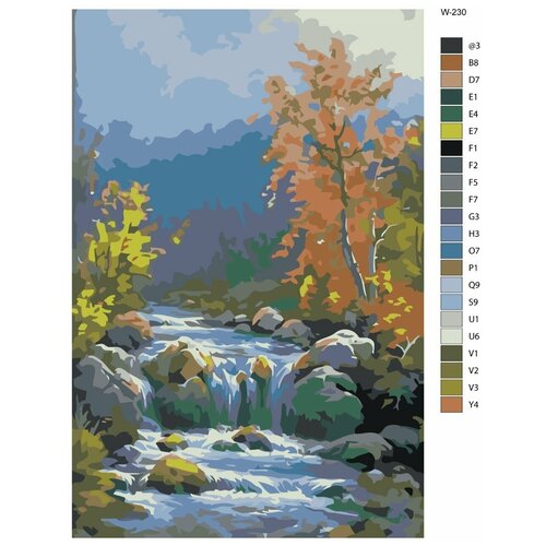 Картина по номерам W-230 Горный ручей 40х60 картина по номерам w 234 горный водопад 40х60