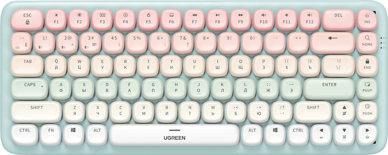 Ugreen KU101 FUN+ Mechanical Keyboard pink механическая клавиатура usb-c/bluetooth