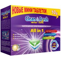 Таблетки для посудомоечной машины Clean & Fresh All in 1 mini, 100 шт., 1 л, коробка