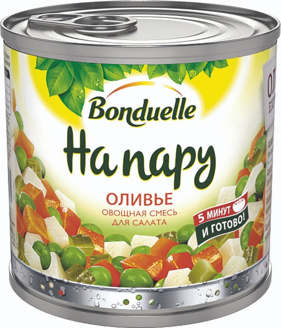 Упаковка 12 штук Овощная смесь Бондюэль "На пару" оливье 310г Франция