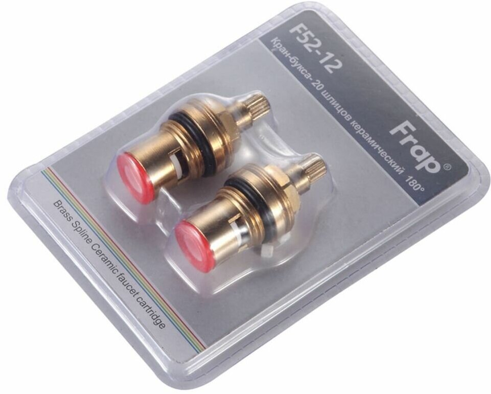 фото Комплект кран-букс 20 шлицов керамика 180 ° FRAP F52-12, 1/2, набор из 2 шт.