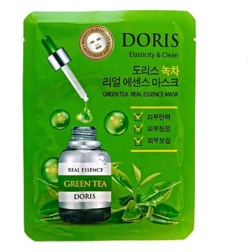 Doris Набор тканевых масок для лица «зеленый чай» - Green tea real essence mask, 25мл*10шт