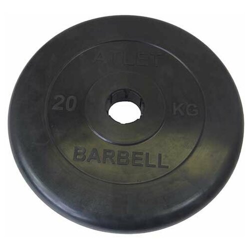 фото Диск обрезиненный черный mb barbell atlet d-51 20кг