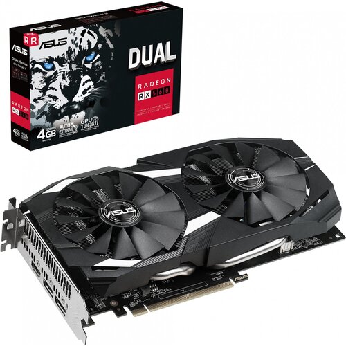 Видеокарта Asus DUAL-RX560-4G, процессор AMD Radeon RX 560 1199 МГц, объем видеопамяти 4096 Мб 128 бит GDDR5 6800 МГц, интерфейс PCI-E/HDMIx1/DPx2, поддержка HDCP, Ret (DUAL-RX560-4G)