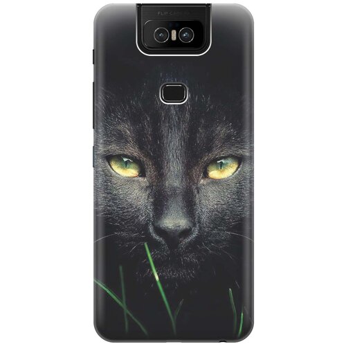 фото Cиликоновый чехол на asus zenfone 6 zs630kl / асус зенфон 6 с принтом "кошка в темноте" gosso