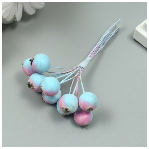 Декор для творчества Ягодка рябины 1 букет10 ягод сиренево-голубой иней 10х15 см 504₽