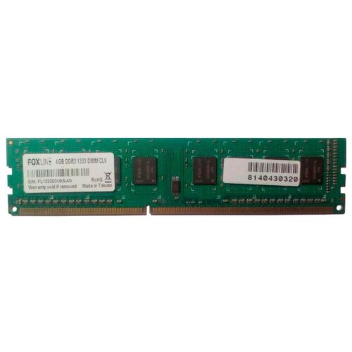 Оперативная память Foxline 4 ГБ DDR3 DIMM CL9 FL1333D3U9S-4G оперативная память для компьютера foxline fl1333d3u9s 4g dimm 4gb ddr3 1333 mhz fl1333d3u9s 4g