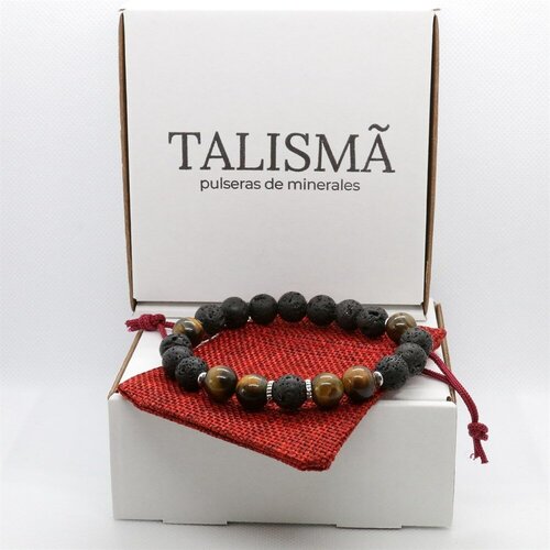 фото Tiger view мужской браслет из лавы и тигрового-соколиного глаза talismã