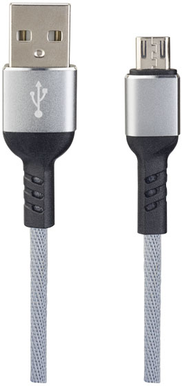 Мультимедийный кабель USB2.0 A вилка - micro USB вилка, серый, длина 1 м, бокс (U4806)