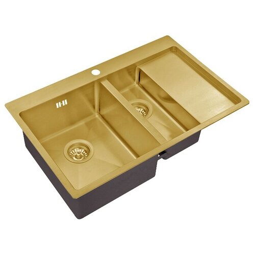 накладная кухонная мойка 77х77см zorg sanitary pvd szr 7750 bronze бронза Врезная кухонная мойка 78х51см, ZorG Sanitary SZR 5178-2-L, bronze