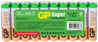 Батарея GP Super Alkaline 24A LR03 AAA 20шт