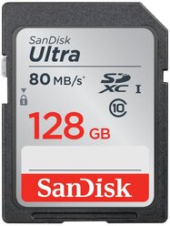 Карта памяти SanDisk Ultra SDXC Class 10 UHS-I 80MB/s 128 GB, чтение: 80 MB/s