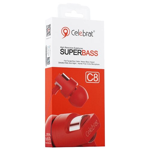 Проводные наушники Celebrat C8, red проводные наушники celebrat c8 red