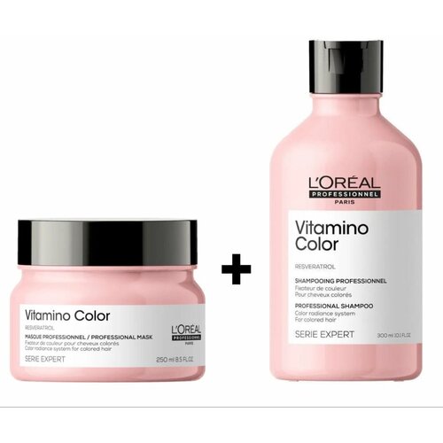 L'oreal Professionnel Vitamino Color Набор Шампунь 300 мл и Маска 250 мл для окрашенных, мелированных, светлых волос l oreal professionnel serie expert vitamino color маска для окрашенных волос 250 мл